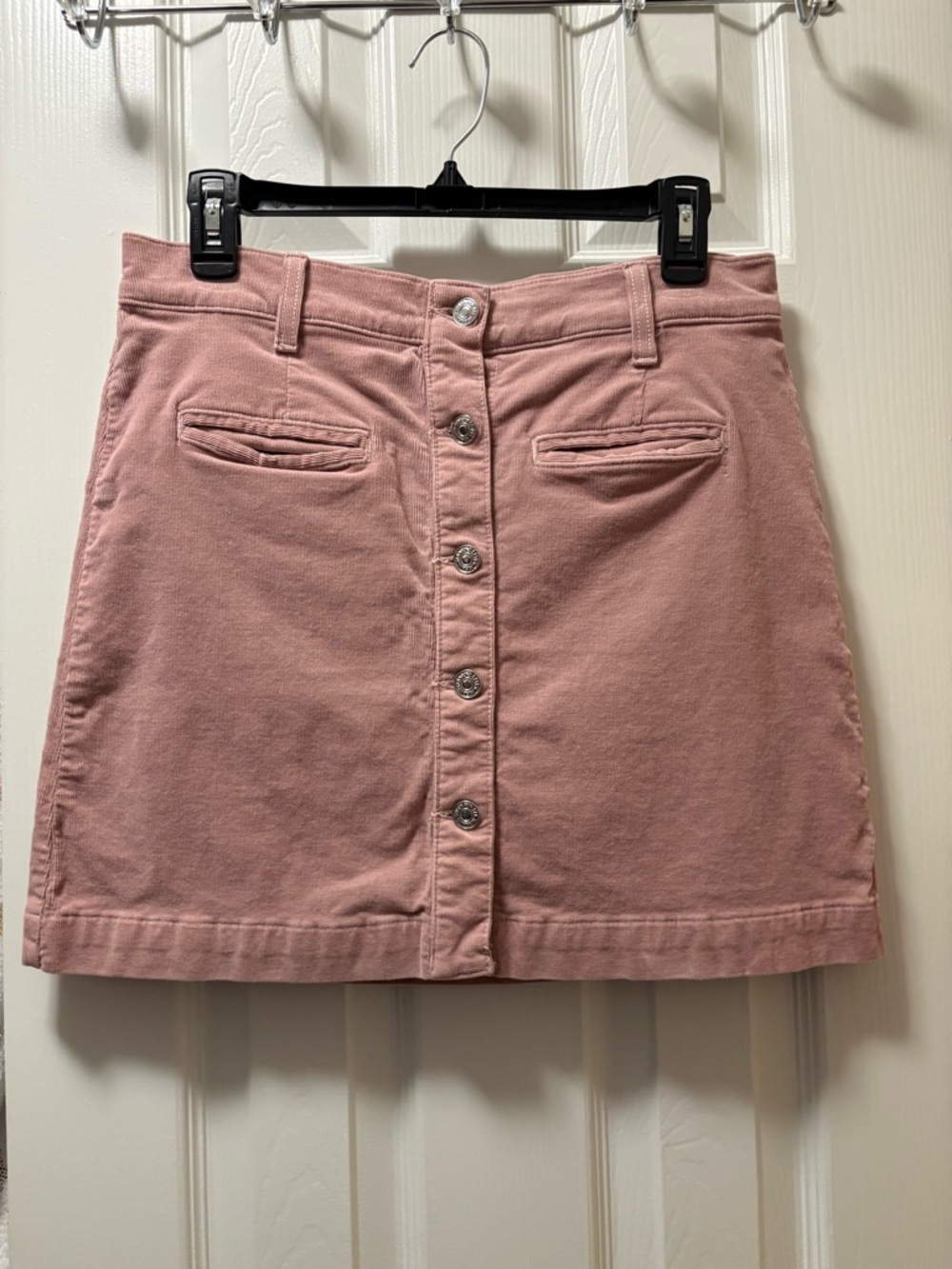 7 for All Mankind Pink Button-Front A-Line Skirt